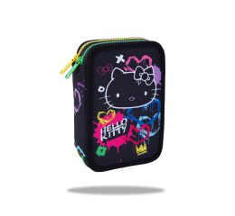 Penál 2 zipy Jumper Hello Kitty Neon Black - vybavený